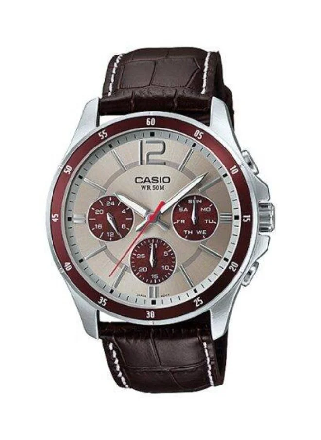 CASIO Men's Analog Display Watch With Brown Leather Strap - MTP-1374L-7A1VDF