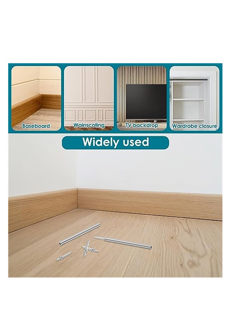 SYOSI - Double-Head Skirting Thread Seamless Nail, 200 Pcs Metal Skirting Line Without Marks Nail, Rust-Proof No Trace Skirting Thread Screws Set with 2 Rods, Nail Specific Sleeve Tool - Image 1
