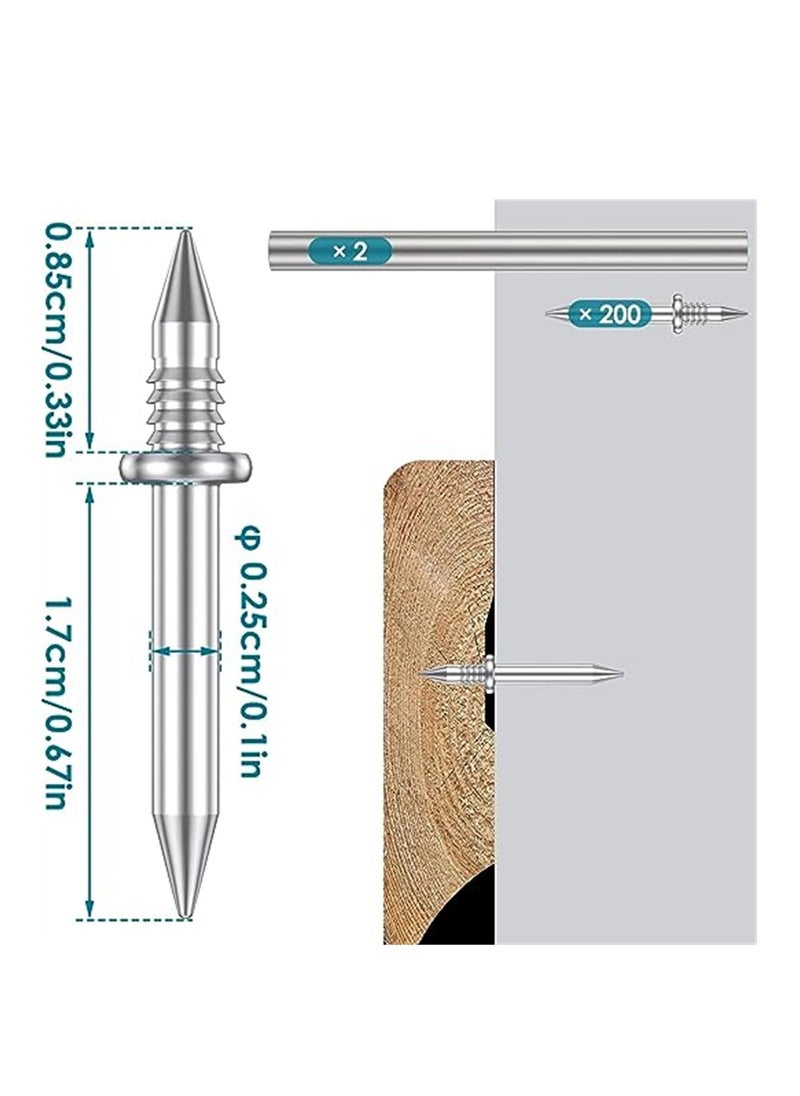 SYOSI - Double-Head Skirting Thread Seamless Nail, 200 Pcs Metal Skirting Line Without Marks Nail, Rust-Proof No Trace Skirting Thread Screws Set with 2 Rods, Nail Specific Sleeve Tool - Image 1