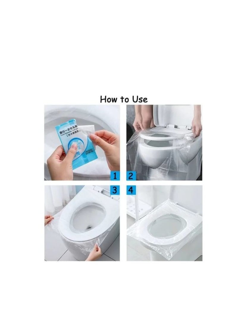 طقم غطاء مقعد المرحاض للاستخدام لمرة واحدة مكون من 50 قطعة شفاف  - Image 5