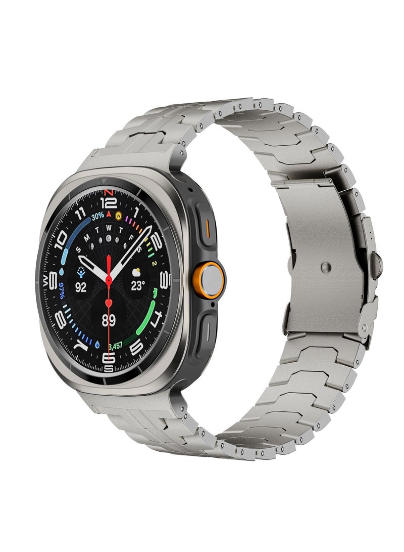 Titanium Band for Samsung Galaxy Watch Ultra 47mm LTE, Men and Women Luxury Titanium Metal Replacement Watch Strap for Samsung Watch Ultra, Titanium Color  - Image 1