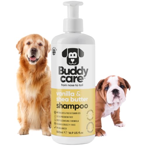Buddycare Vanilla & Shea Butter Dog Shampoo - (16.90oz) Itch Relief & Dog Shampoo Sensitive Skin Care, Dog Shampoo and Conditioner, Premium Dog Grooming Supplies for All Breeds - Image 1