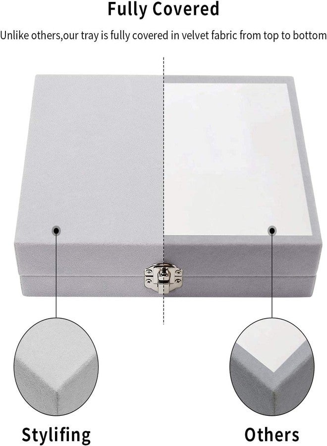 Runmay Jewellery Organisers Gifts Velvet Clear Lid Portable Home Jwell organizer Storage Box Case with Dividers Container for Rings, Earrings, Necklace for girls and women (Grey) - Image 3