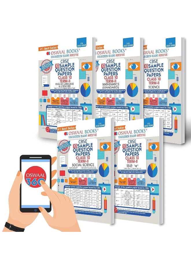 null - Oswaal CBSE Term 2 Hindi B, English, Science, Social Science & Math Standard Class 10 (Set of 5 Books) Sample Question Paper (For Term-2 2022 Exam) Free Access Code For Oswaal360 - Image 1