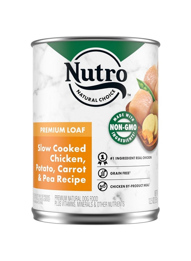 نوترو طعام كلاب ممتاز خالٍ من الحبوب الطبيعية للبالغين، وصفة الدجاج والبطاطس والجزر والبازلاء المطهوة ببطء، علب سعة 12.5 أونصة (عبوة من 12 قطعة) - Image 1