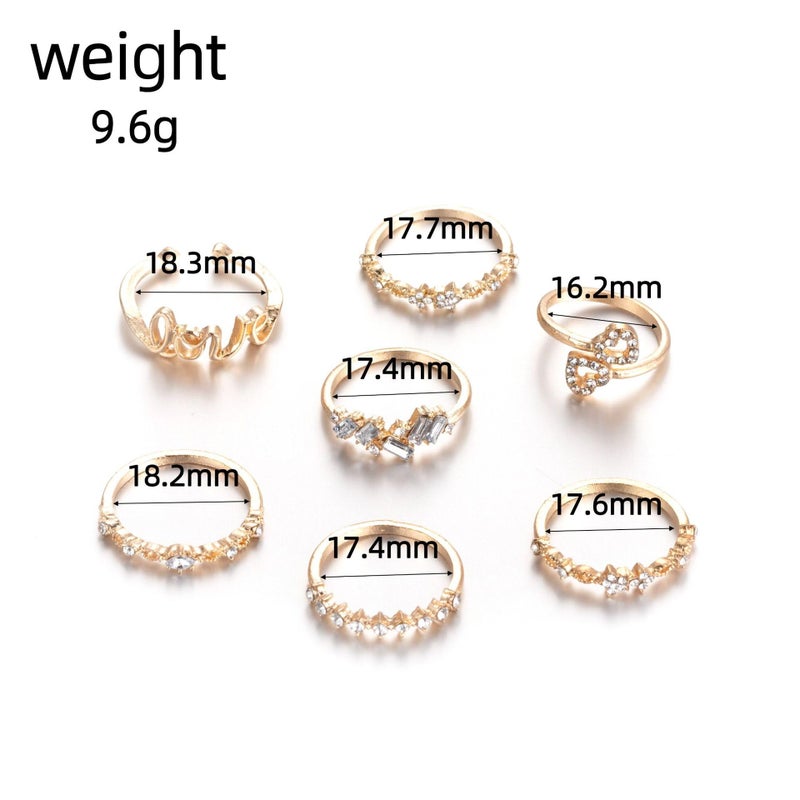 FUTIMELY Boho Retro Stackable Rings Sets for Women Knuckle Joint Finger Knuckle Nail Ring Sets Moon Stars Stack Preppy Statement Rings Cute Trendy Stuff Jewelry (B-7PC-LOVE Rings) - Image 4