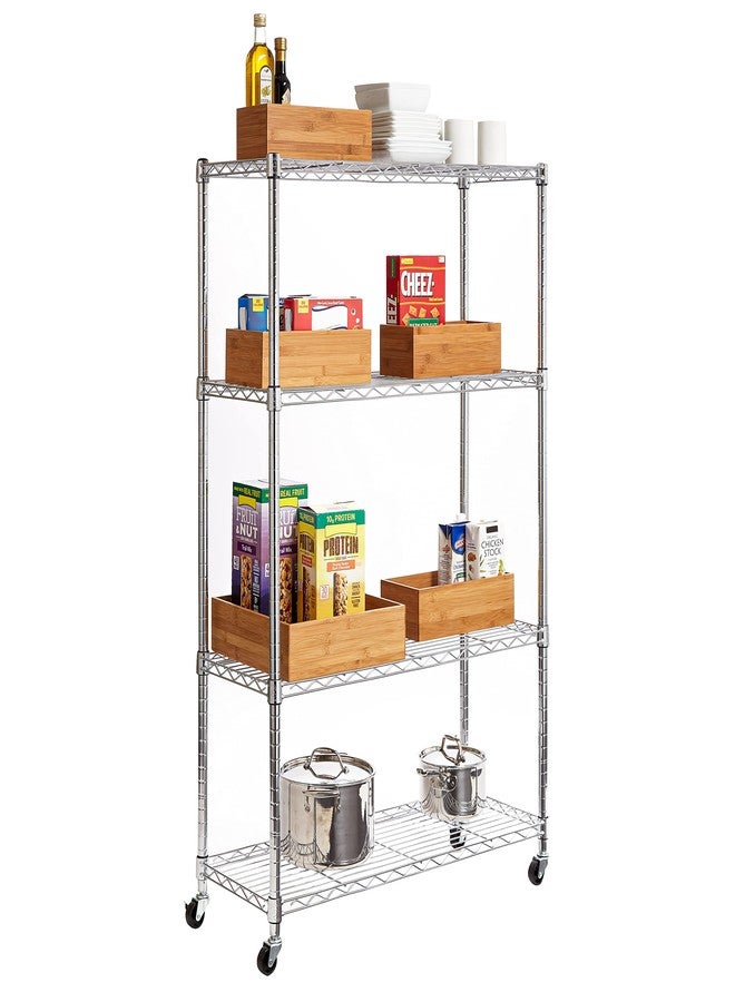 Seville Classics Bamboo Wood Storage Bins Organizer Boxes for Kitchen Counter, Pantry, Closet, Office Bedroom, Makeup, Bathroom, Nursery, K Cup, 5 Piece 3-Size (1 XL, 2L, 2M) Shelf Bin Set, Bamboo - Image 5
