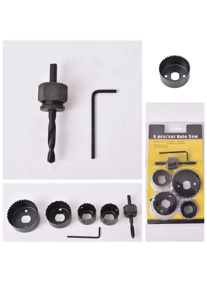 6 قطع من مجموعة مناشير الثقب من الفولاذ الكربوني المتين مقاس 1 14 إلى 2 18 بوصة للخشب والبي في سي والجدران الجافة - Image 1
