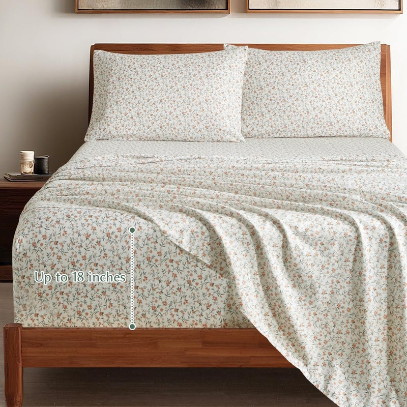 HYPREST Ditsy Floral Sheets Queen Size, Deep Pocket Sheets up to 18 Inch, Soft Shabby Chic Bed Sheets Patterned Sheets Daisy Queen Size Bed Set - Image 5