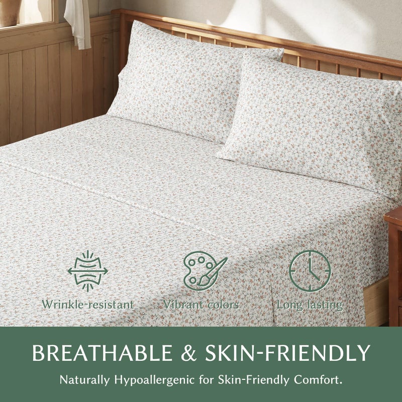 HYPREST Ditsy Floral Sheets Queen Size, Deep Pocket Sheets up to 18 Inch, Soft Shabby Chic Bed Sheets Patterned Sheets Daisy Queen Size Bed Set - Image 4