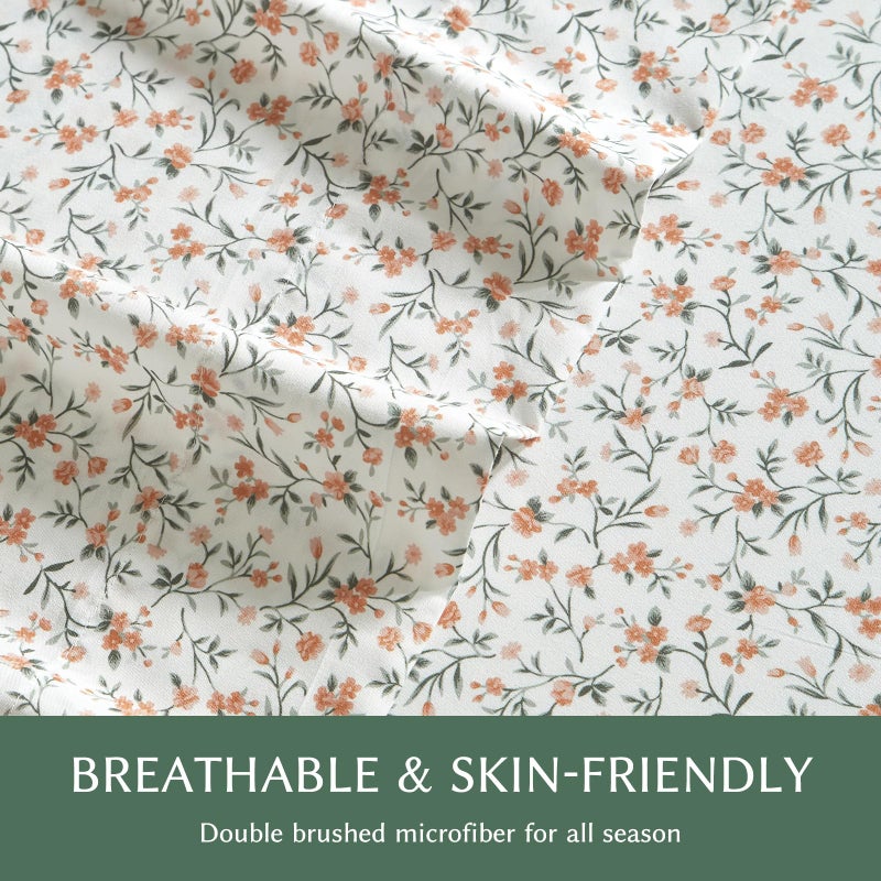 HYPREST Ditsy Floral Sheets Queen Size, Deep Pocket Sheets up to 18 Inch, Soft Shabby Chic Bed Sheets Patterned Sheets Daisy Queen Size Bed Set - Image 3