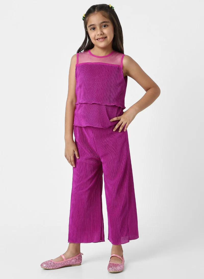 Nautinati Nautinati Girls' Pleated Fabric Sleeveless Top and Pants Set
