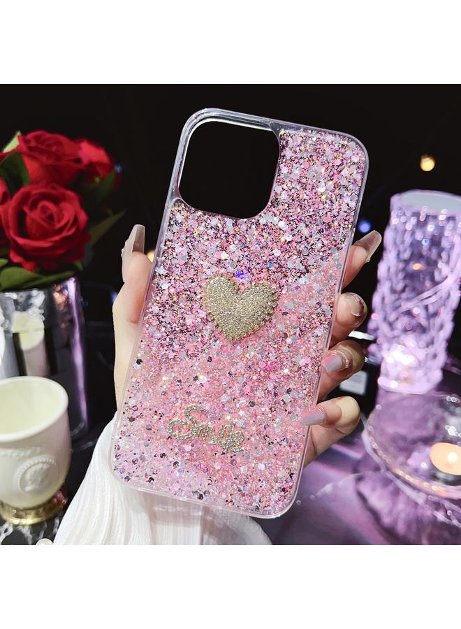 Zaboon Case For iPhone 12 Pro Max Starry Sequin Diamond Heart Epoxy TPU Phone Case - Image 2