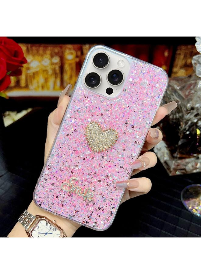 Zaboon Case For iPhone 12 Pro Max Starry Sequin Diamond Heart Epoxy TPU Phone Case - Image 4