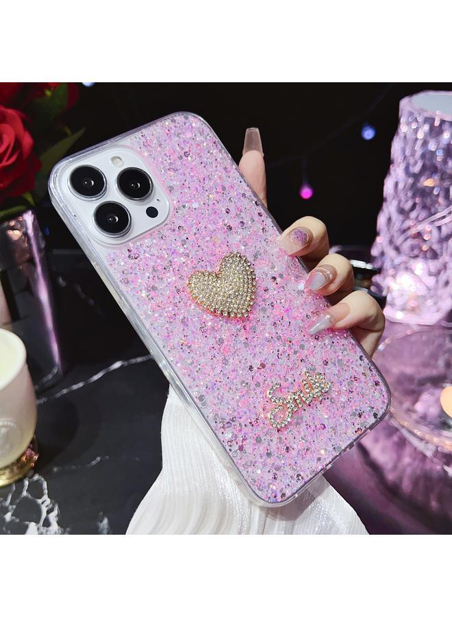 Zaboon Case For iPhone 12 Pro Max Starry Sequin Diamond Heart Epoxy TPU Phone Case - Image 3