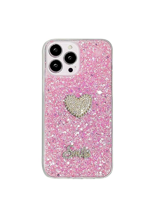 Zaboon Case For iPhone 12 Pro Max Starry Sequin Diamond Heart Epoxy TPU Phone Case - Image 1