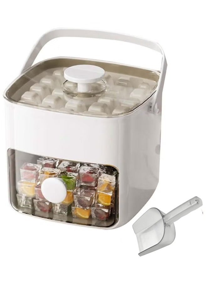 NiceArt Double Layer 50 Grid Ice Cube Tray with Transparent Window - Leak-Proof Lid & Portable Handle, Premium Freezer Essential for Hot Climates, Easy Release Design for Summer Drinks (White) - Image 1