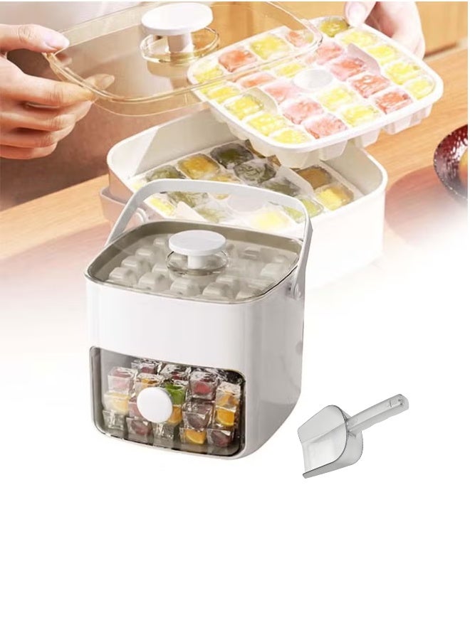 NiceArt Double Layer 50 Grid Ice Cube Tray with Transparent Window - Leak-Proof Lid & Portable Handle, Premium Freezer Essential for Hot Climates, Easy Release Design for Summer Drinks (White) - Image 4