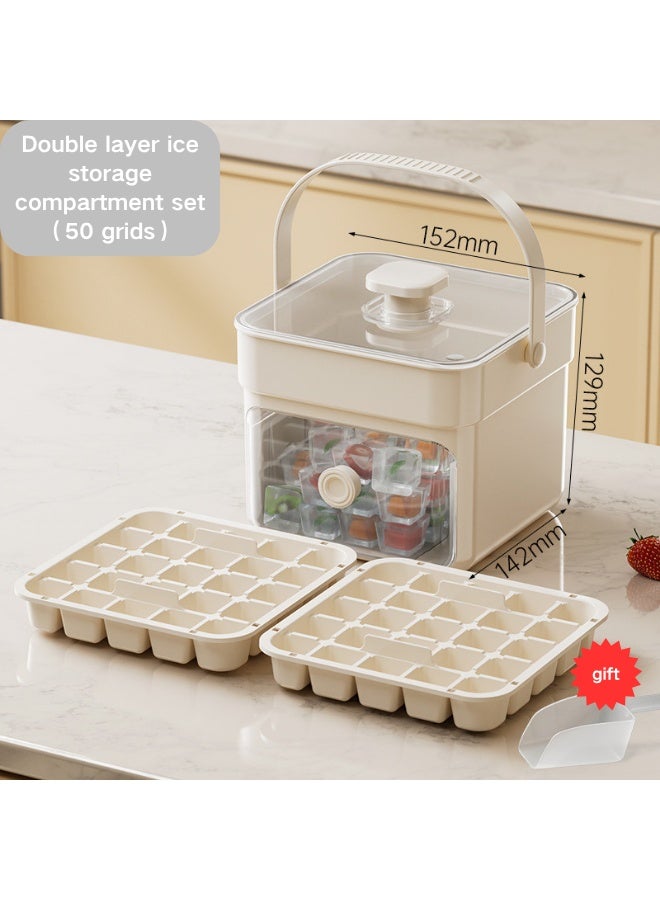 NiceArt Double Layer 50 Grid Ice Cube Tray with Transparent Window - Leak-Proof Lid & Portable Handle, Premium Freezer Essential for Hot Climates, Easy Release Design for Summer Drinks (White) - Image 2