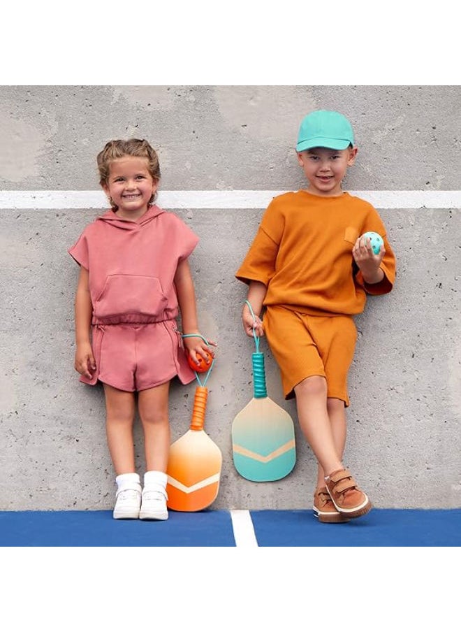 B. Toys - Kids Pickleball Game – Wooden Paddle Set – 2 Paddles & 4 Balls – Drawstring Storage Bag - Image 1