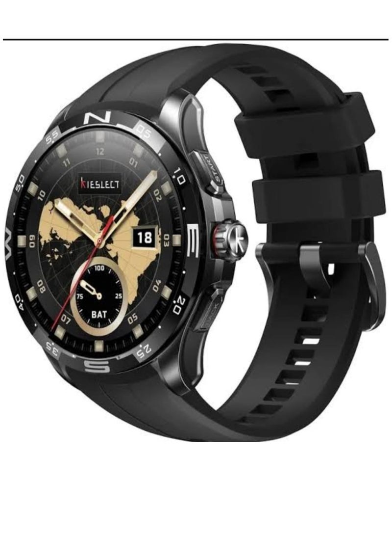 كيسلكت ساعة Kieslect Actor الذكية هي ساعة مميزة بتصميمها الأنيق وميزاتها المتعددة، تتميز بشاشة LTPO AMOLED الأكبر في العالم بحجم 1.6 بوصة ودقة 480x480 بكسل، مع ألوان حقيقية ووضوح عالٍ.  التصميم: تأتي بإطار سيراميك متين وأنيق، وسوار من السيليكون. - Image 1