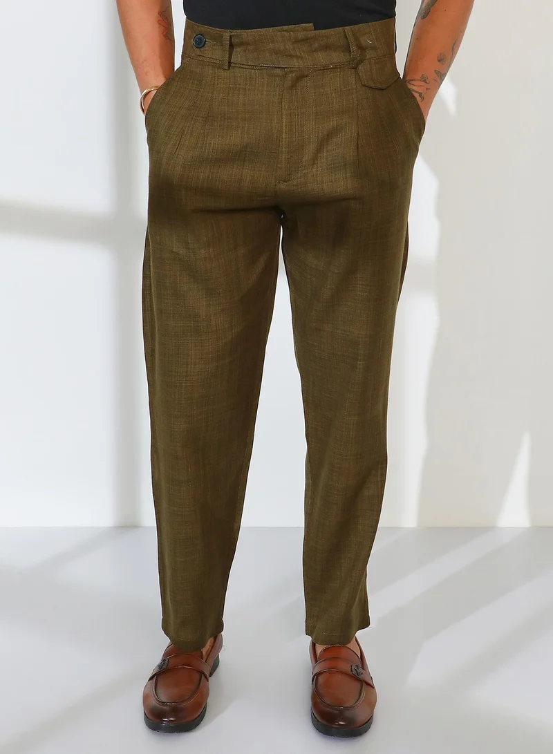Campus Sutra Lightweight - Tailored Linen-Blend Trousers