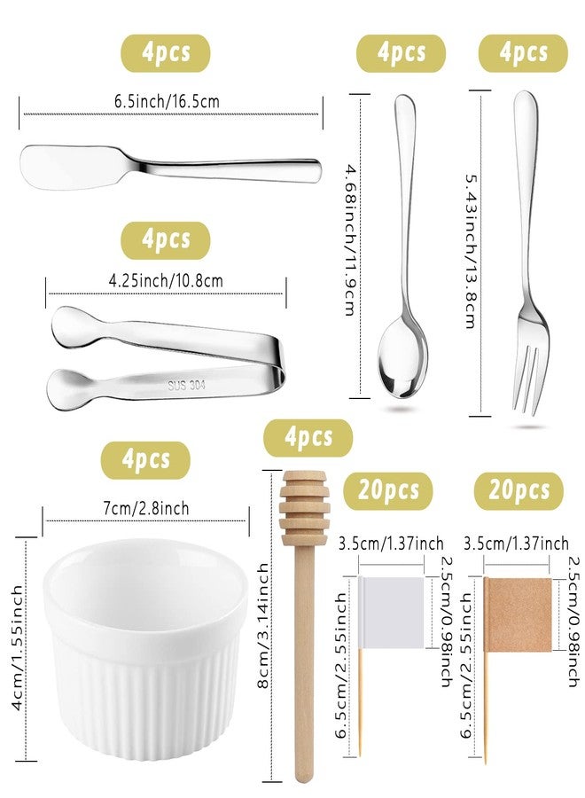 Mlurcu Charcuterie Boards Accessories 64Pcs Cheese Butter Spreader Knives Set Charcuterie Utensils Mini Serving Spoons and Forks Small Serving Tongs Sauce Cups Honey Dippers Toothpick Flags for Pastry Making - Image 2