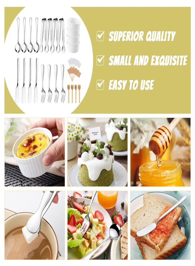 Mlurcu Charcuterie Boards Accessories 64Pcs Cheese Butter Spreader Knives Set Charcuterie Utensils Mini Serving Spoons and Forks Small Serving Tongs Sauce Cups Honey Dippers Toothpick Flags for Pastry Making - Image 4