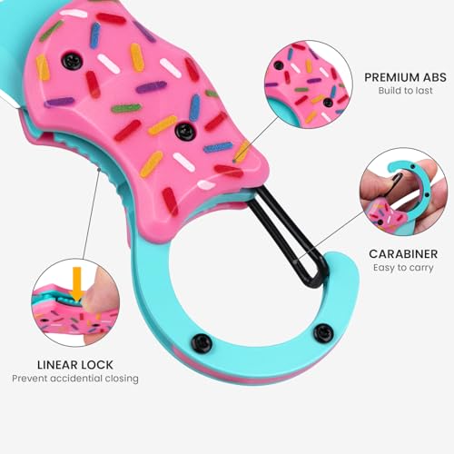 FUNBRO Small Pocket Knife for Women, Cute Donut Folding Box Cutter with 1.34 inch Sharp Blade, EDC Knives Tool for Everyday Carry, Great Gift for Her - Image 3