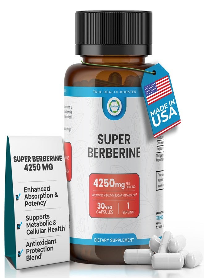 Truemed Super Berberine Supplement 4250mg | High Potency Berberine with Ceylon Cinnamon & Dihydroberberine for Daily Wellness, Cardiovascular & Metabolic Support – 30 Capsules, Made in USA - Image 1