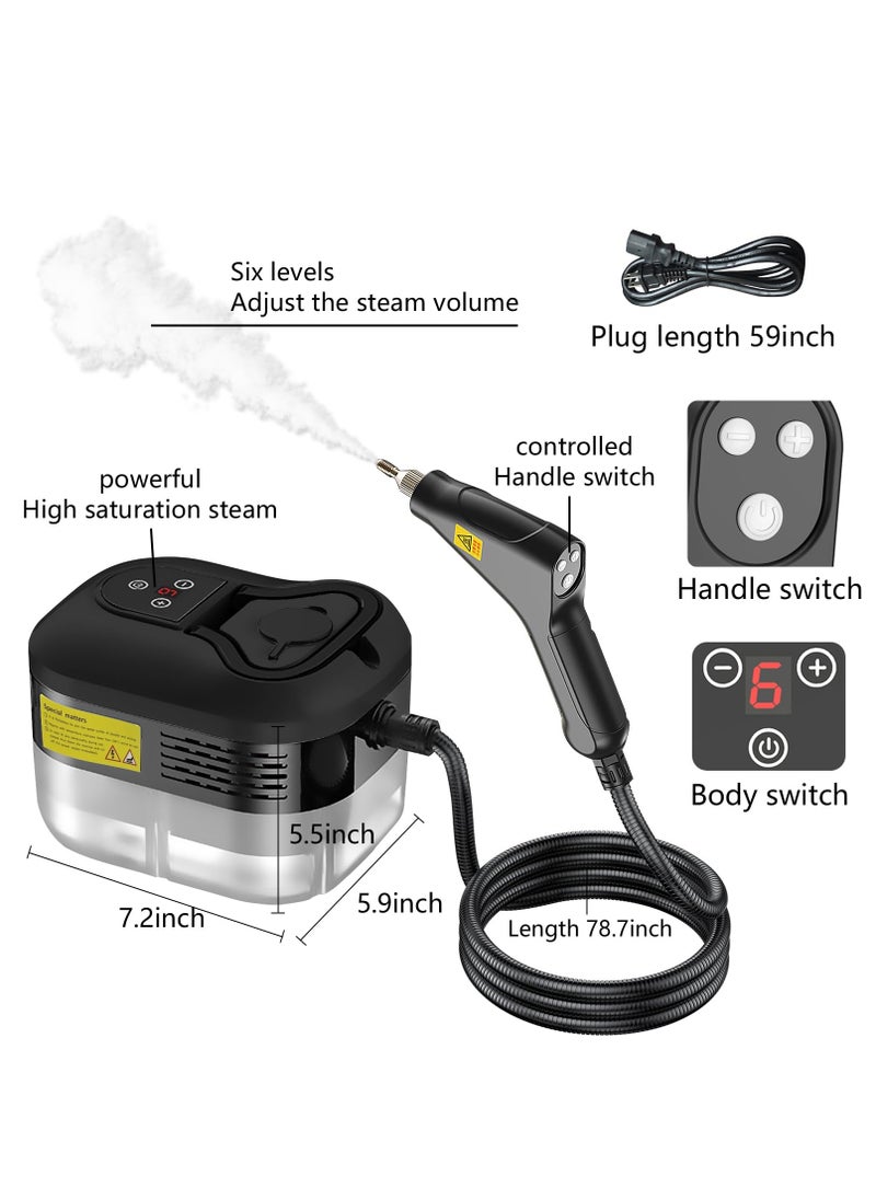 XiuWoo Handheld Steam Cleaner, 2500W High Pressure Steamer for Cleaning, Portable Steam Cleaning Machine for Home Use With 3 Brushes for Car, Kitchen, Furniture, Grout, Tile Black  - Image 2