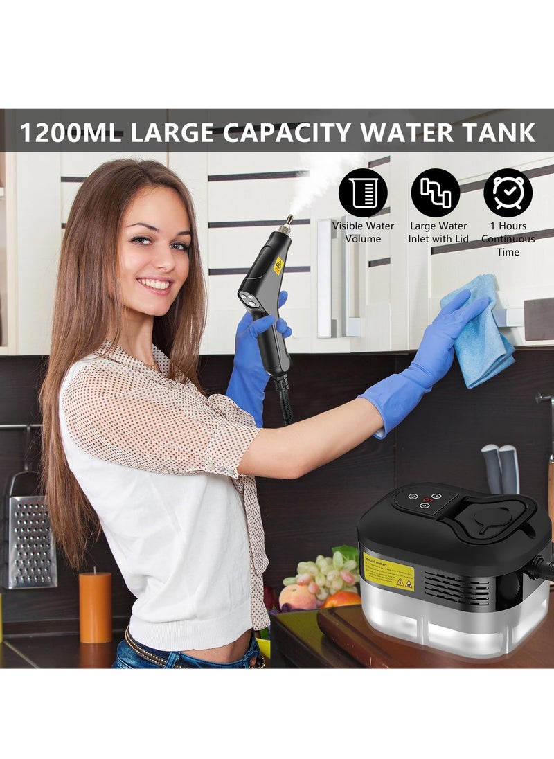 XiuWoo Handheld Steam Cleaner, 2500W High Pressure Steamer for Cleaning, Portable Steam Cleaning Machine for Home Use With 3 Brushes for Car, Kitchen, Furniture, Grout, Tile Black  - Image 3