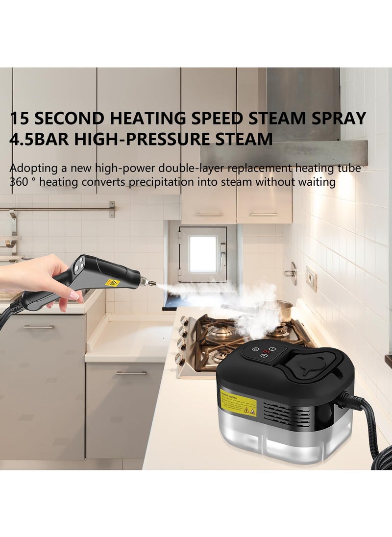 XiuWoo Handheld Steam Cleaner, 2500W High Pressure Steamer for Cleaning, Portable Steam Cleaning Machine for Home Use With 3 Brushes for Car, Kitchen, Furniture, Grout, Tile Black  - Image 4