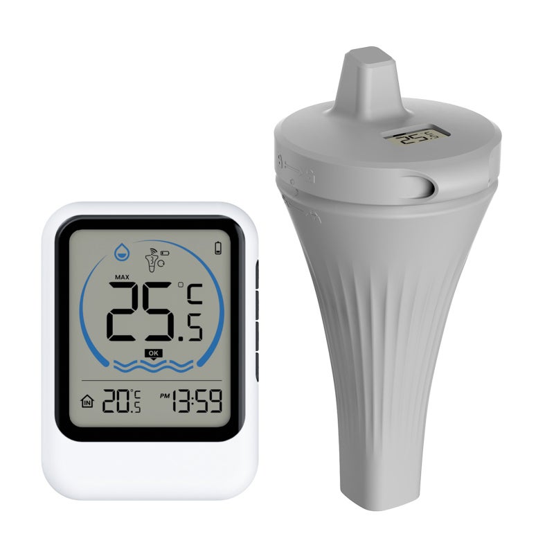 Wireless Pool Thermometer: White, -40℃ To 70℃ Range, 30-Second Updates, Remote Monitoring Temperature Sensor - 12/24-Hour Format, ℃/℉ Switchable for Swimming Pools, Fish Tanks, Bathtubs - Image 1
