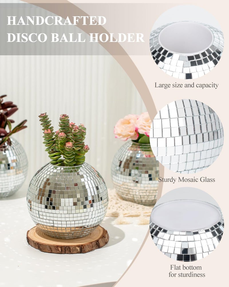 RGBDOT Disco Ball Pencil Holder for Desk - Pen & Makeup Brush Organizer with Silver Sequins, Disco Accessories Decor for Office, Home, or Bedroom - 4 in - Image 2