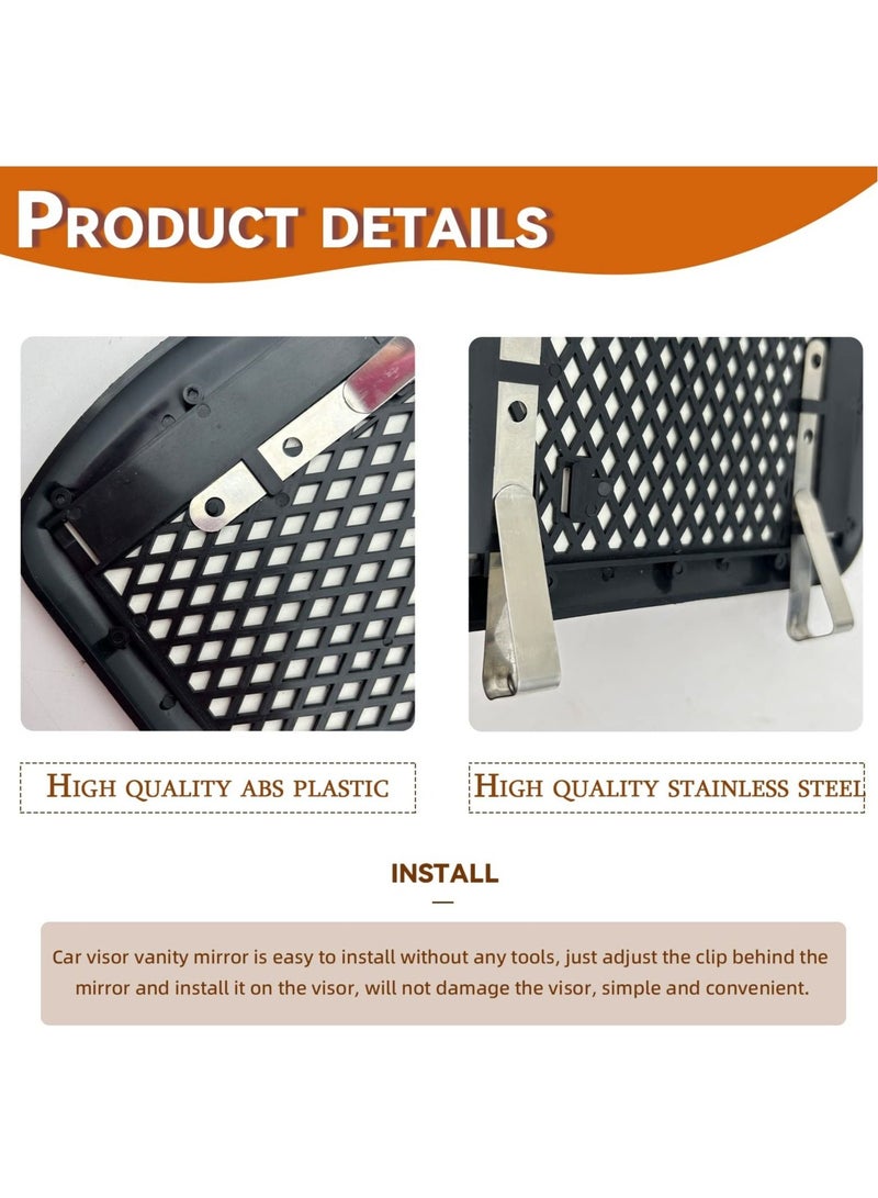 SYOSI 2 Pcs Car Sun Visor Mirror, Universal Car Vanity Mirror, Makeup Sun Shading Beauty Mirror for Most Car Truck, Adjustable Car Cosmetic Vanity Mirror Black, Automobile Accessories - Image 3