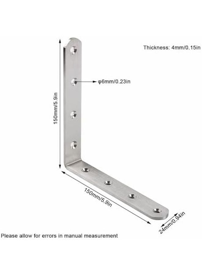 Stainless Steel Corner Brace 150x150x25mm Heavy Duty Right Angle Bracket For Shelf Furniture - Image 3