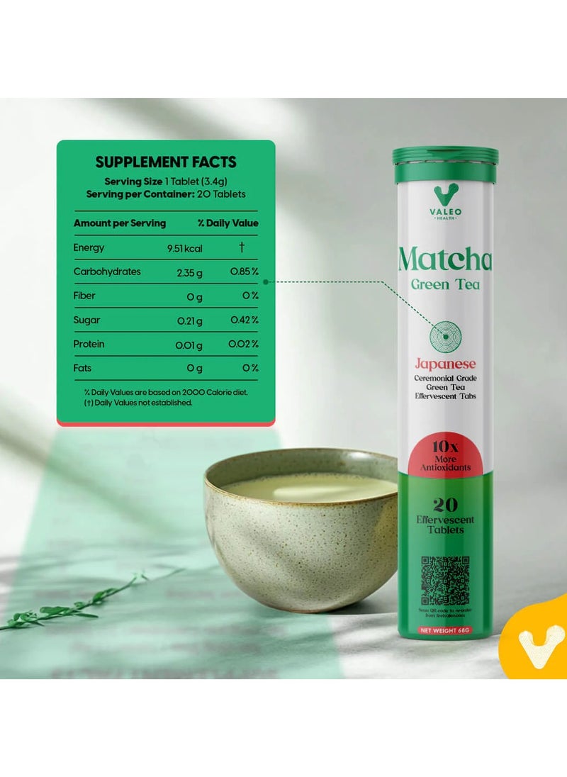 VALEO Matcha Green Tea Effervescent Tabs 20 Organic Detox And Glowing Skin Pack Of 2  - Image 5