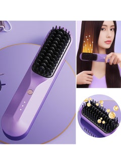 General Hair Straightener Brush,Portable Heated Hair Comb with 3 Temperature Adjustable Quick Heating Wireless Hair Care Brush Hairdressing Tool for Women  - Image 3