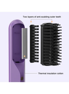 General Hair Straightener Brush,Portable Heated Hair Comb with 3 Temperature Adjustable Quick Heating Wireless Hair Care Brush Hairdressing Tool for Women  - Image 5