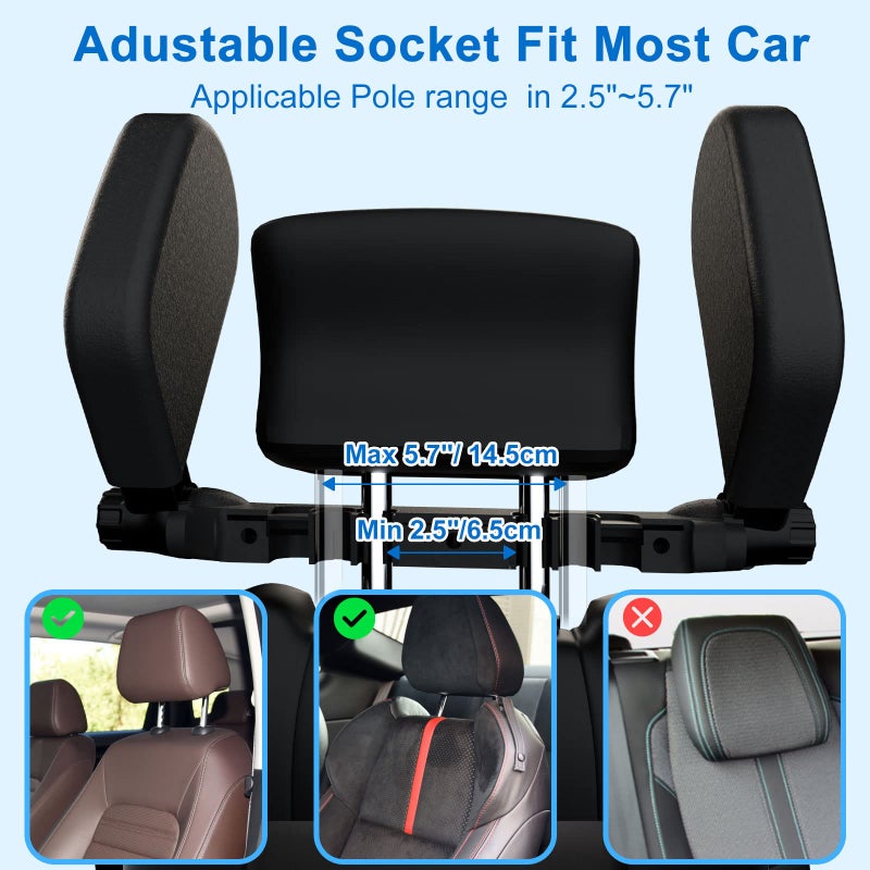 Heapany Car Headrest Pillow  Roadpal Adjustable Sleeping Headrest For Car Seat  Head Neck Support Rest Pillows For Kids Adults Travel  Only Fit For Car Seat Headrest With Poles-Black - Image 3