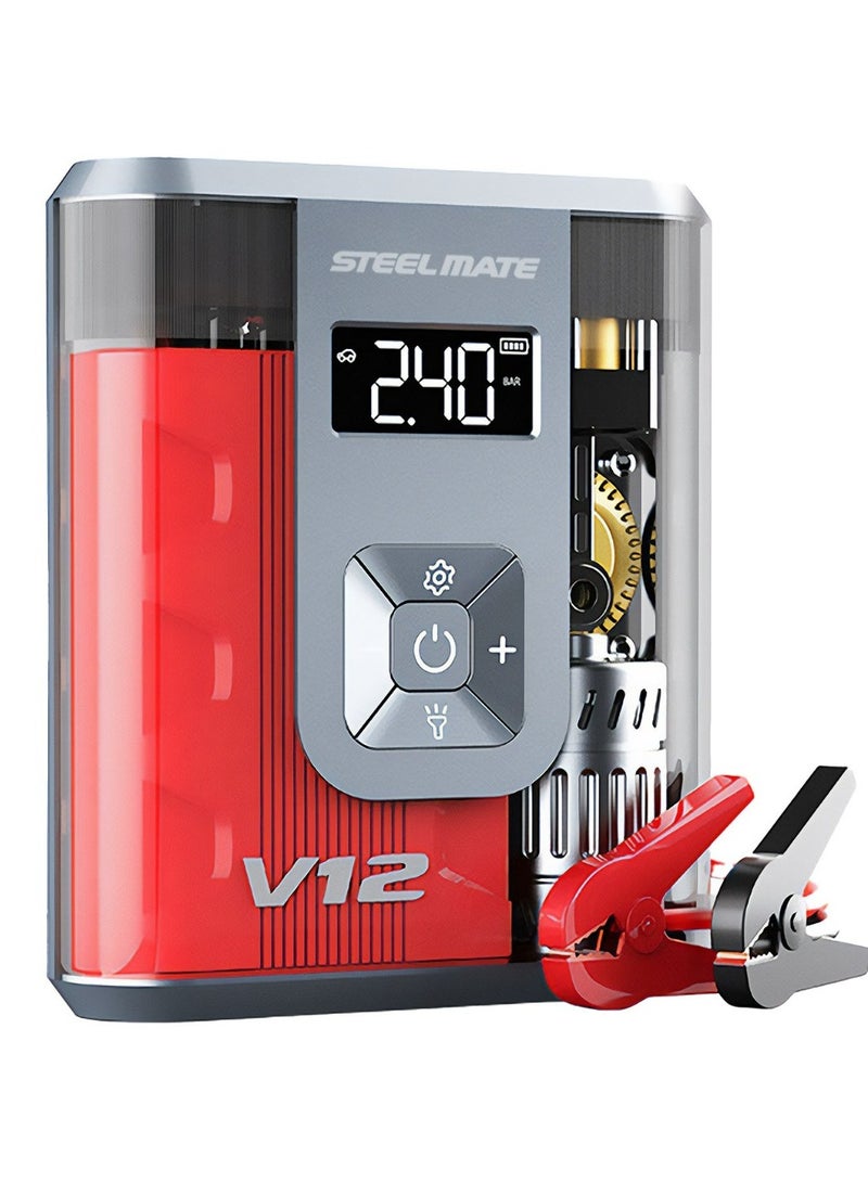 SteelMate V12 - 3×1 Air Compressor & Car Battery Jump Starter - 12000mAh - Image 1