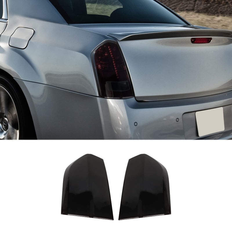 SQQP Tail Light Taillight Cover Guard Rear Light Cover Kit Fit for 20112014 Chrysler 300300CSmoked Black