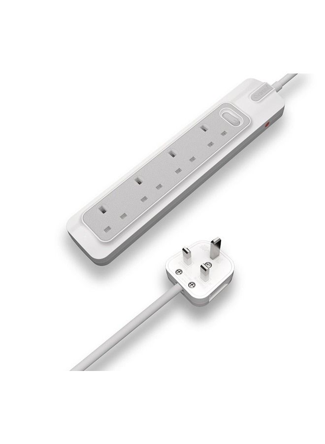 Rafeed Electric Power Extension Cord 4 Sockets 5M White/Grey - Image 1