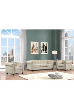 MAB Furnishings - 5-Seat Chesterfield Tufted Jewel-Toned Velvet Sofa with Scroll Arms, Beige - pzsku/Z9B2AC93E5D6FA4888AC7Z/45/_/1713953147/01c2304e-b8ae-4fd1-ab00-c2698125ae96