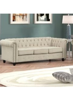 MAB Furnishings - 5-Seat Chesterfield Tufted Jewel-Toned Velvet Sofa with Scroll Arms, Beige - pzsku/Z9B2AC93E5D6FA4888AC7Z/45/_/1713953239/919f409d-bbad-4c29-ac67-51078d769a5d