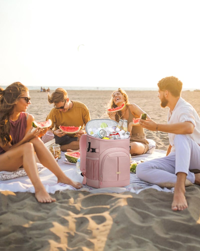 Pritent Cooler Backpack for Men Women Insulated Waterproof Backpack Cooler Leak Proof Cooler Bag Lightweight Lunch Backpack for Camping Beach Travel Picnic(Pink,30 Cans) - Image 2