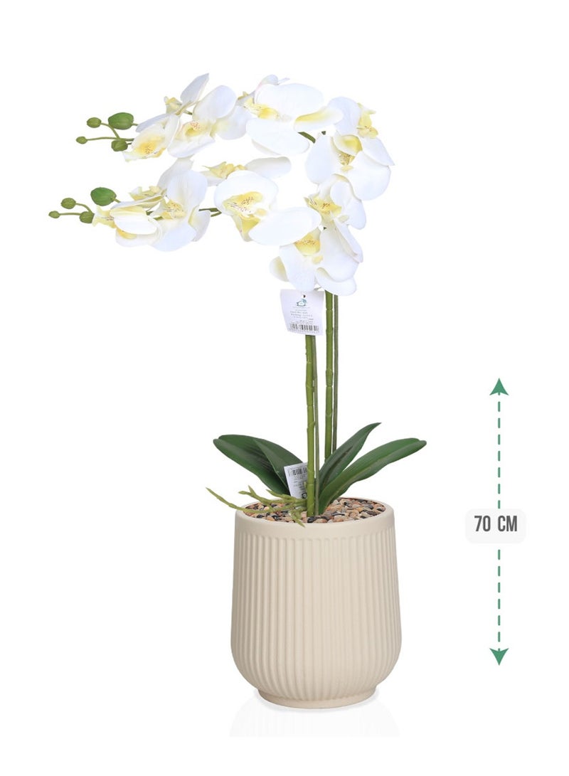 Artificial Orchid Plant with Realistic Design – 70 cm Height – Comes with an Elegant Pot, Ideal for Home and Office Décor - Image 1