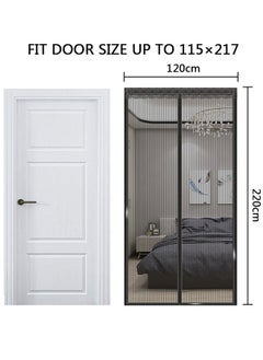 GUSGU Magnetic Screen Door, Screen Size 120x220cm Fits Door Up to 114x216cm, Hands Free Mesh Partition Keeps Bugs Out for Door, Self Sealing Screen Door Black  - Image 2