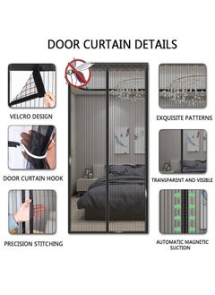 GUSGU Magnetic Screen Door, Screen Size 120x220cm Fits Door Up to 114x216cm, Hands Free Mesh Partition Keeps Bugs Out for Door, Self Sealing Screen Door Black  - Image 3